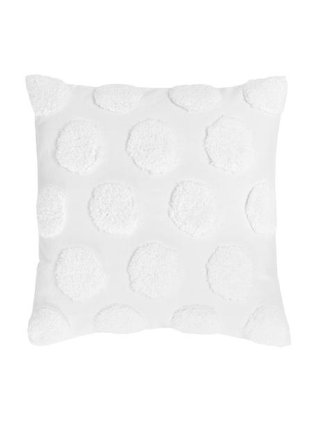 Kissenhülle Rowen mit getuftetem Muster, 100% Baumwolle, Weiss, 50 x 50 cm