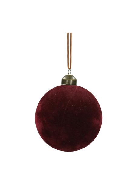 Fluwelen kerstballen Velvet Ø 8 cm, 6 stuks, Donkerrood, Ø 8 cm