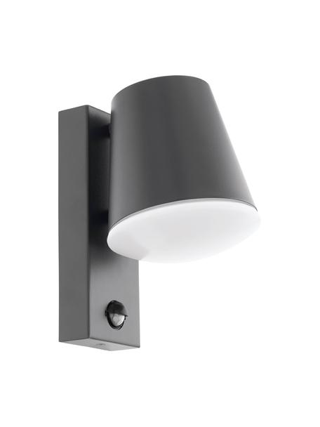 Outdoor wandlamp Caldiero met bewegingssensor, Lampenkap: Verzinkt staal, Diffuser: kunststof, Antraciet, B 14 x H 24 cm
