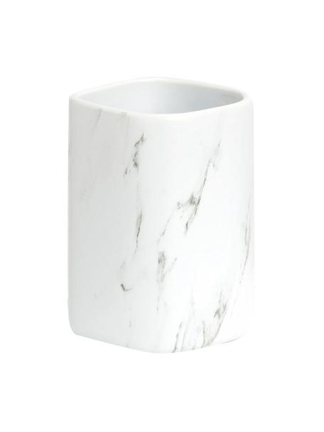 Porte-brosse à dents céramique Marble, Céramique, Blanc, larg. 8 x haut. 11 cm
