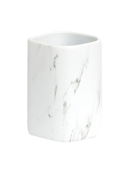 Zahnputzbecher Marble aus Keramik, Keramik, Weiß, marmoriert, B 8 x H 11 cm