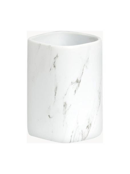Tandenborstelbeker Marble van keramiek, Keramiek, Wit, B 8 x H 11 cm