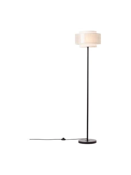 Lampa podłogowa z lnu i papieru Odar, Czarny, beżowy, Ø 36 x W 152 cm