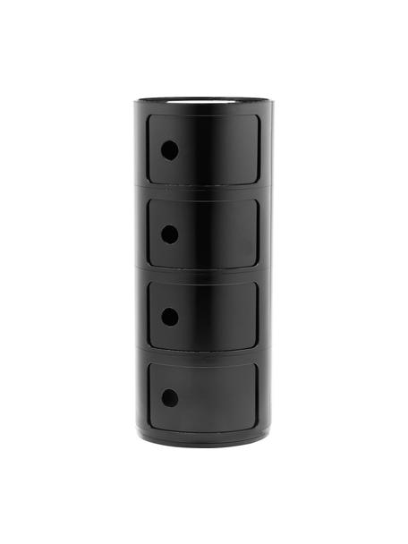 Design Container Componibili 4 Modules in zwart, Kunststof (ABS), gelakt, Greenguard-gecertificeerd, Zwart, Ø 32 x H 77 cm