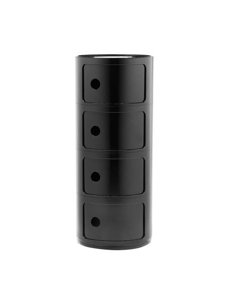 Design Container Componibili, 4 Elemente, Kunststoff (ABS), lackiert, Greenguard-zertifiziert, Schwarz, glänzend, Ø 32 x H 77 cm