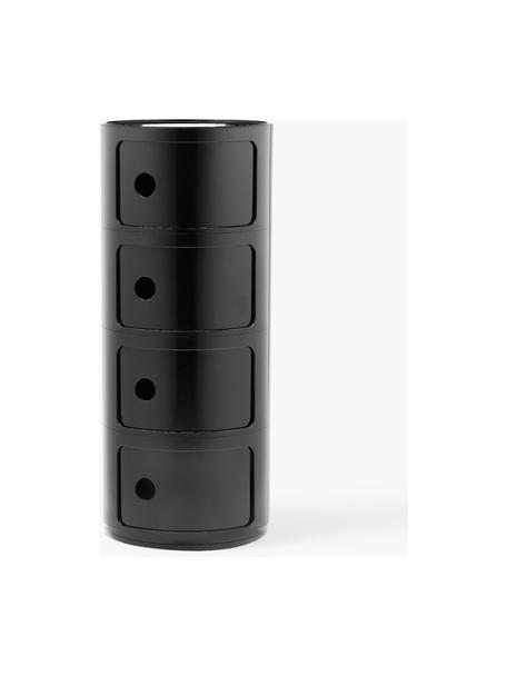 Design Container Componibili, 4 Elemente, Kunststoff (ABS), lackiert, Greenguard-zertifiziert, Schwarz, glänzend, Ø 32 x H 77 cm