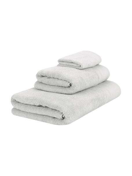 Komplet ręczników z bawełny Premium, 3 elem., Jasny szary, Komplet z różnymi rozmiarami