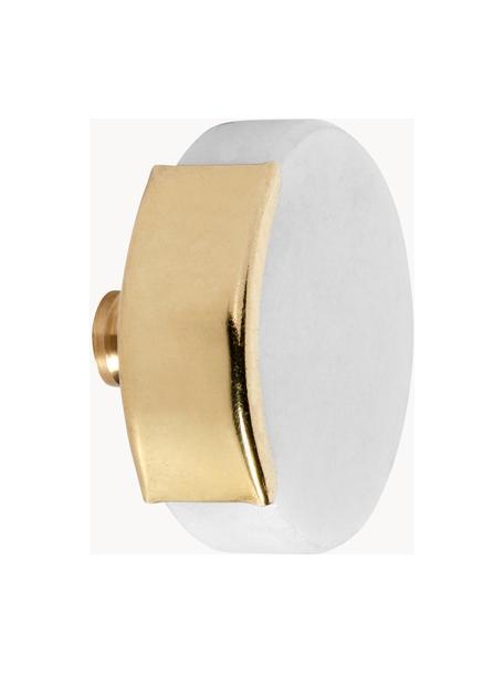 Marmeren wandhaken Circle, 6 stuks, Wit, gemarmerd, goudkleurig, Ø 4 x D 3 cm