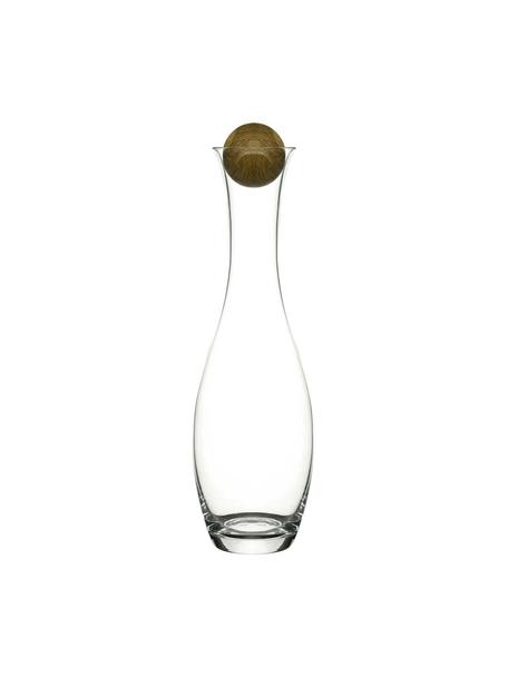 Mondgeblazen karaf Eden met houten dop, 1 L, Mondgeblazen glas, hout, Transparent, eikenhoutkleurig, H 35 cm