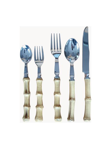 Set di posate lucidate Bamboo, 1 persona (5 pz), Argentato molto lucido, beige chiaro, 1 persona (5 pz)