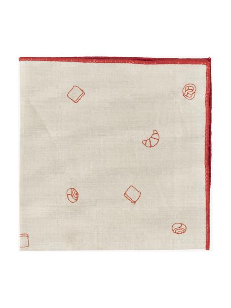 Serviette de table en tricot avec passepoil Bread, 100 % coton, Beige, rouge, larg. 45 x long. 45 cm