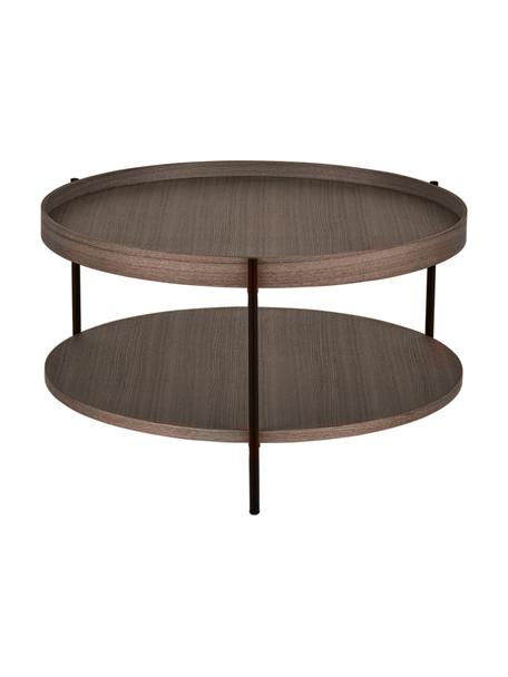 Tavolino rotondo da salotto in legno Renee, Ripiani: pannello di fibra a media, Struttura: metallo verniciato a polv, Marrone, Ø 69 x Alt. 39 cm