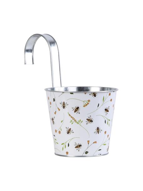 Macetero pequeño con gancho Bee, Metal recubierto, Blanco, An 16 x Al 26 cm