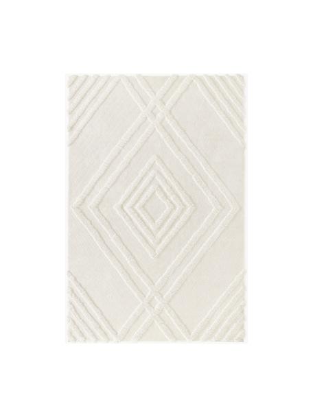 Tapis poils longs moelleux texturé Magda, Blanc crème, larg. 200 x long. 300 cm (taille L)