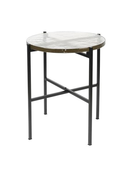 Ronde bijzettafel Vidrio met glazen tafelblad, Tafelblad: glas, Frame: gecoat metaal, Zwart, transparant, Ø 40 x H 45 cm
