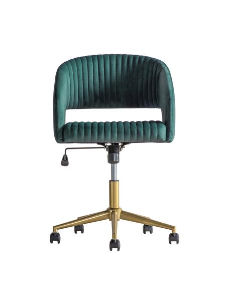 Chaise de bureau pivotante velours Murray, hauteur ajustable, Velours vert, couleur dorée, larg. 56 x prof. 52 cm