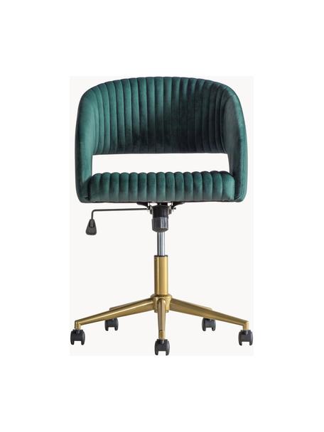 Krzesło biurowe z aksamitu Murray, obrotowe, Tapicerka: aksamit poliestrowy, Nogi: metal galwanizowany, Zielony aksamit, odcienie złotego, S 56 x G 52 cm