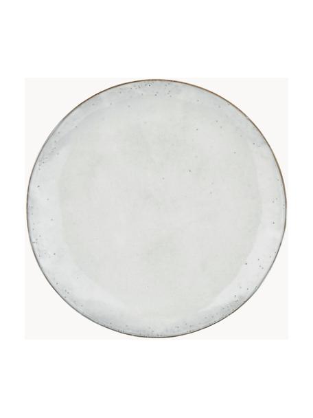 Assiettes plates faites main Nordic Sand, 4 pièces, Grès cérame, Gris clair, chiné, Ø 26 x haut. 3 cm
