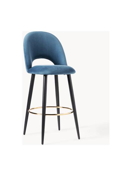 Sgabello cucina in velluto Rachel, Rivestimento: velluto (rivestimento in , Gambe: metallo verniciato a polv, Velluto blu scuro, Larg, 48 x Alt. 110 cm