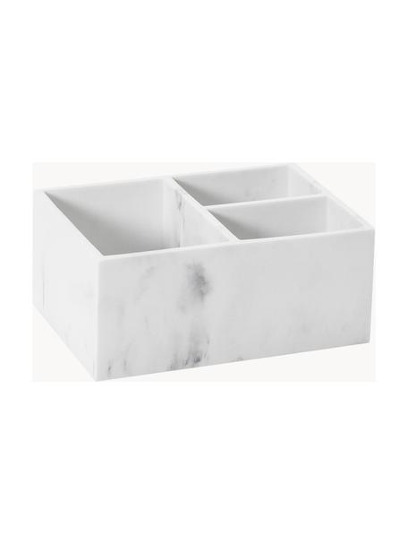 Organizer cosmetici effetto marmo Karia, Poliresina, Bianco marmorizzato, Larg. 21 x Alt. 9 cm