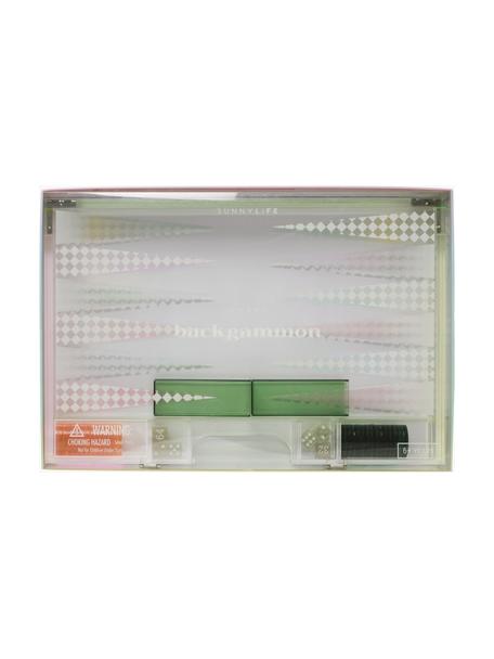Jeu du backgammon Sherbert, Plastique, Transparent, rose pâle, vert, larg. 54 x haut. 41 cm