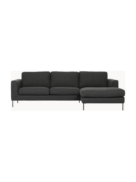Ecksofa Cucita (3-Sitzer), Bezug: Webstoff (100% Polyester), Gestell: Massives Kiefernholz, FSC, Webstoff Anthrazit, B 262 x T 163 cm, Eckteil links