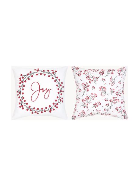 Sada povlaků na polštáře se zimním vzorem Joy, 2 díly, Bavlna, Červená, bílá, černá, Š 40 cm, D 40 cm
