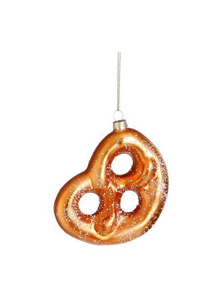 Adorno navideño Pretzel, Vidrio, Marrón, blanco, An 11 x Al 11 cm