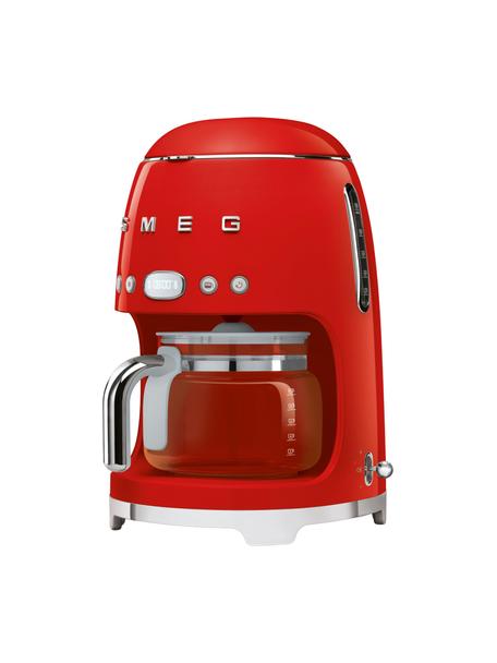 Filterkaffeemaschine 50's Style, Gehäuse: Metall, lackiert, Kanne: Glas, Rot, glänzend, B 26 x H 36 cm