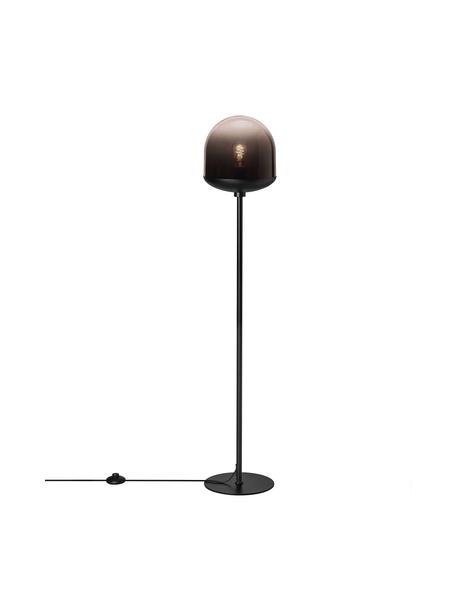 Kleine vloerlamp Magia van glas, Lampenkap: glas, Lampvoet: gecoat metaal, Zwart, Ø 25 x H 131 cm