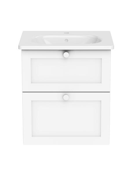 Lavabo con mobiletto con finitura opaca Rafaella, Maniglie: alluminio rivestito, Bianco, Larg. 60 x Alt. 67 cm