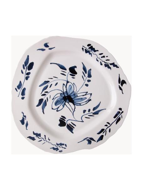 Assiette plate en porcelaine design Classic On Acid, Porcelaine, Blanc, tons bleu foncé, larg. 96 x prof. 44 cm