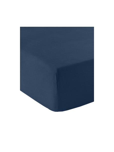 Flanelové napínací prostěradlo Biba, Námořnická modrá, Š 90 cm, D 200 cm, V 25 cm