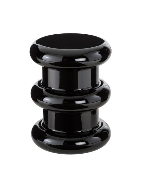 Taburetka/ pomocný stolík Pilasto, Priebežne pigmentovaný termoplastický materiál, Čierna, lesklá, Ø 35 x V 46 cm