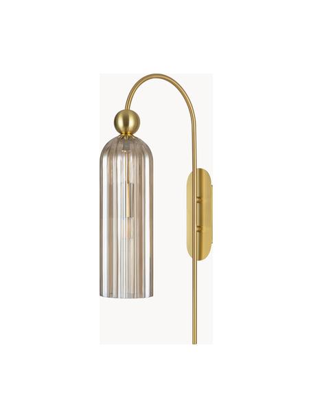 Wandlamp Antic, Lampenkap: glas, Goudkleurig, transparant, Ø 10 x H 30 cm