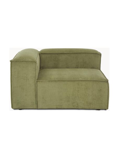 Módulo de esquina de pana sofá Lennon, Tapizado: pana (92% poliéster, 8% p, Estructura: madera de pino maciza, ma, Patas: plástico, Pana verde oscuro, An 119 x F 119 cm, chaise longue izquierda