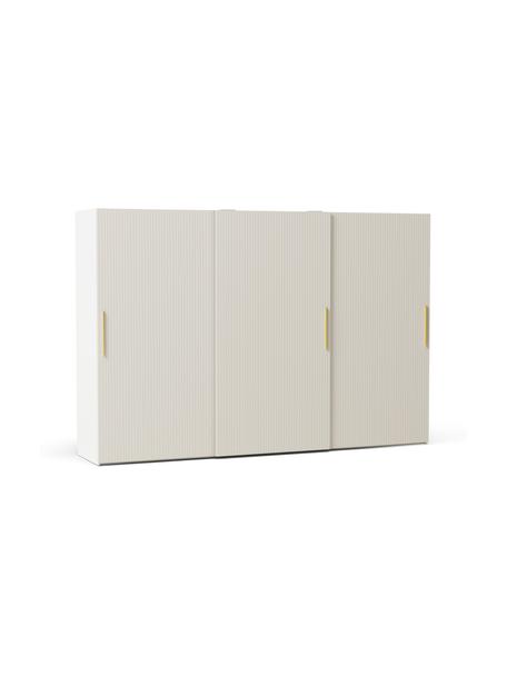 Armario modular Simone, 3 puertas correderas (300 cm), diferentes variantes, Estructura: aglomerado con certificad, Madera, beige, Interior Basic (Al 200 cm)