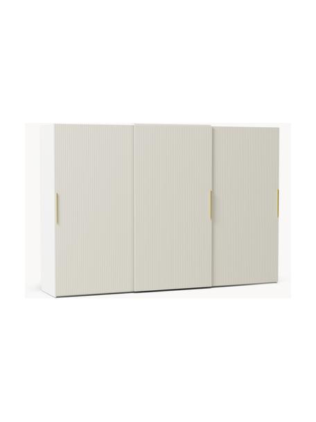 Armario modular Simone, 3 puertas correderas (300 cm), diferentes variantes, Estructura: tablero aglomerado revest, Madera, beige claro, Interior Basic (An 300 x Al 200 cm)