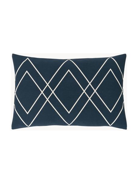 Funda de cojín Ausel, estilo boho, 100% algodón, Azul marino, An 30 x L 50 cm