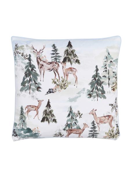 Housse de coussin 45x45 Forest par Candice Gray, 100 % coton bio, certifié GOTS, Blanc, vert, brun, larg. 45 x long. 45 cm