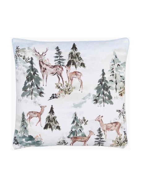 Copricuscino dal design di Candice Gray Forest, 100% cotone organico certificato GOTS, Bianco, verde salvia, torrone, Larg. 45 x Lung. 45 cm