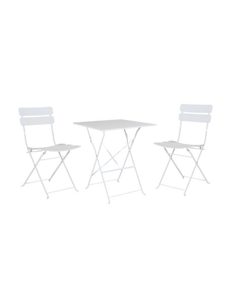 Ensemble de balcon pliable Ponte, 3 élém., Acier, laqué, Blanc, Lot de différentes tailles