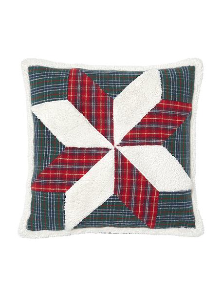 Károvaný povlak na polštář s vánočním motivem Evangeline, Zelená károvaná, Š 45 cm, D 45 cm
