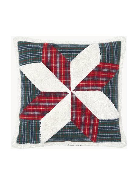 Geruite kussenhoes Evangeline met kerstmotief, Meerkleurig, B 45 x L 45 cm