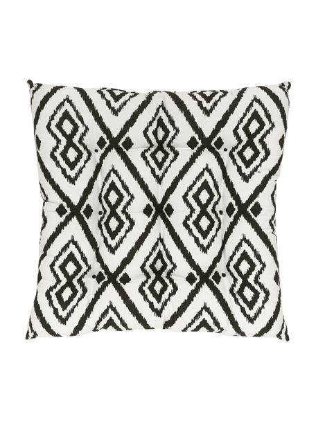 Katoenen stoelkussen Delilah in crèmewit/zwart, Bekleding: 100% katoen, Zwart, B 40 x L 40 cm