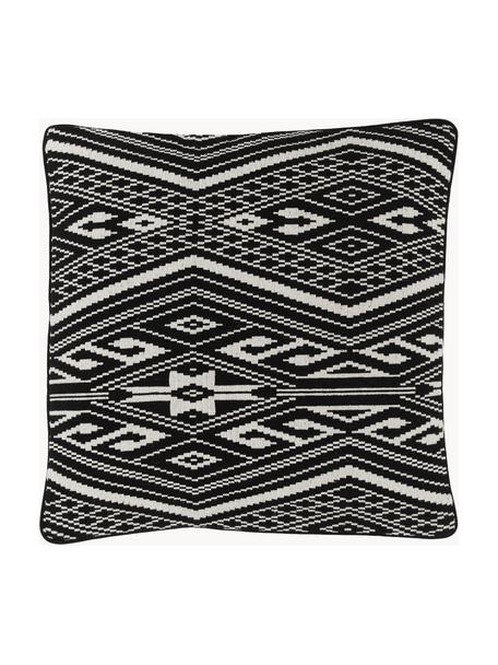 Funda de cojín de algodón Blaki, 100% algodón, Negro, blanco crema, An 45 x L 45 cm