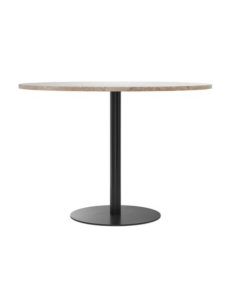 Mesa de comedor redonda de arenisca Harbour, Ø 105 cm, Tablero: arenisca, Negro, beige, Ø 105 x Al 73 cm