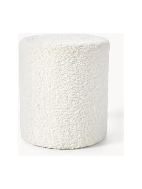 Pouf in tessuto teddy Daisy, Rivestimento: poliestere (teddy) 40.000, Struttura: compensato, Tessuto teddy bianco crema, Ø 38 x Alt. 45 cm