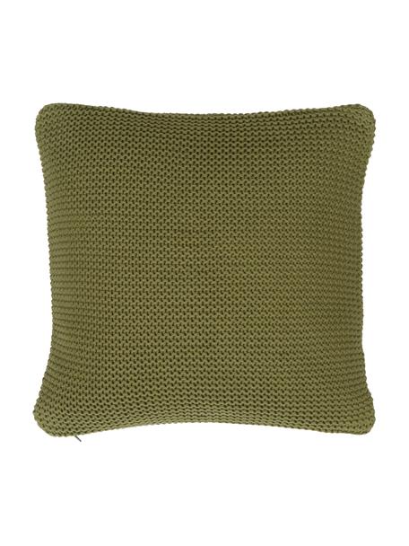Federa arredo a maglia in cotone biologico verde Adalyn, 100% cotone biologico, certificato GOTS, Verde, Larg. 40 x Lung. 40 cm