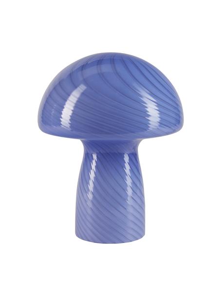 Lámpara de mesa pequeña de vidrio Mushroom, Lámpara: vidrio, Cable: plástico, Azul, Ø 19 x Al 23 cm